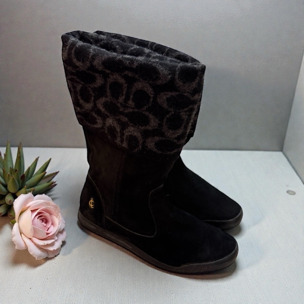 Coach leather Black Women's Boots with rubber sole